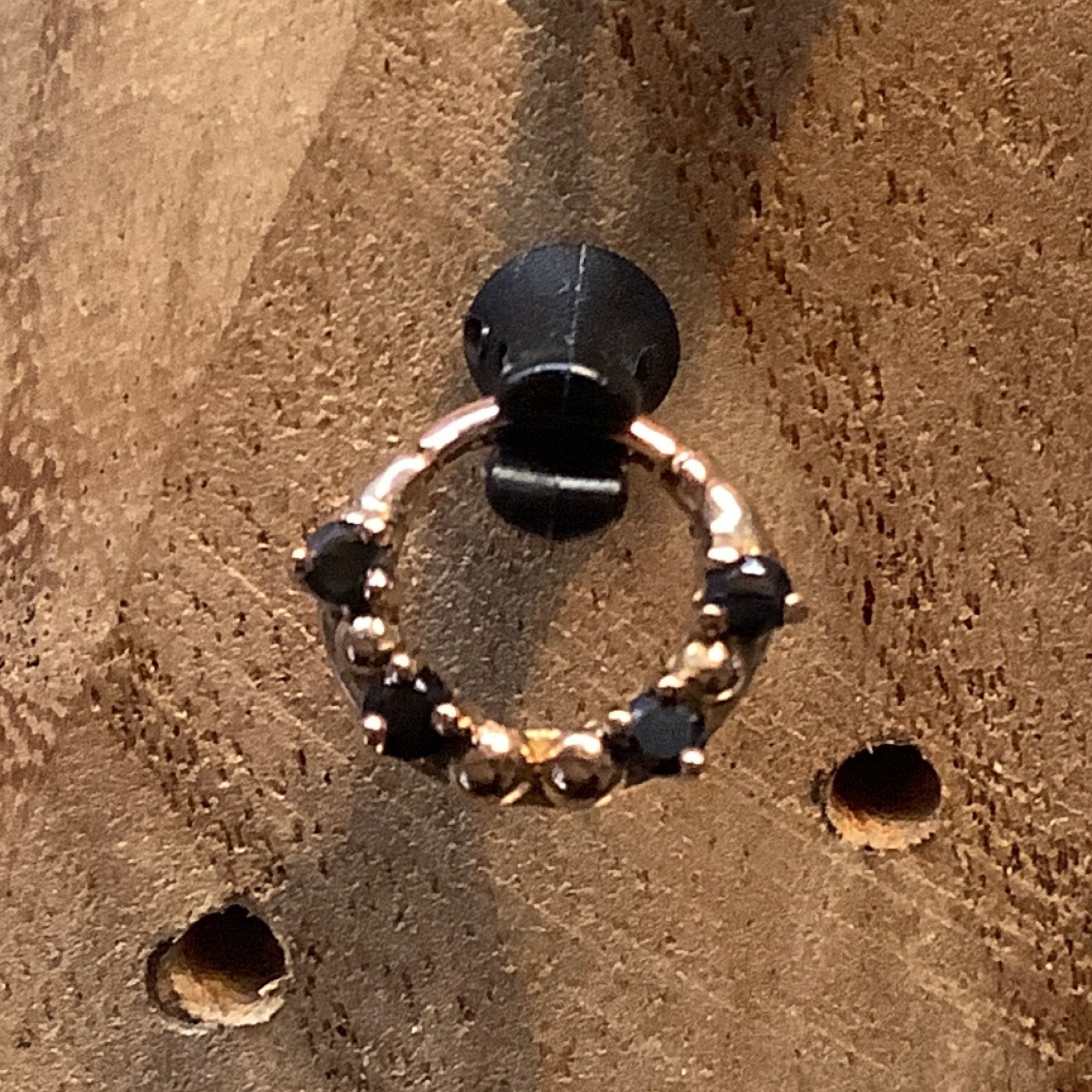 Black tourmaline & 14k rose gold Clicker 16g 9/32”